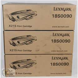 LOT OF 3 LEXMARK 1850090 X215 PRINTER CARTRIDGES