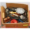 Image 1 : BOX OF TOOLS INCL WORK LIGHT, WRENCH AND MORE