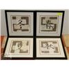 Image 1 : SET OF FOUR JAPANESE SEASONS ART FRAMED 17"X17".