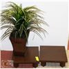 Image 1 : PAIR OF WOOD PLANT STANDS WITH 28" TALL SILK PLANT