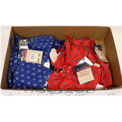 BOX WITH 2 NEW BIKINI SETS - 1 BLUE & 1 RED,