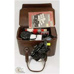 VINTAGE MINOLTA CAMERA, CASE AND MANUAL