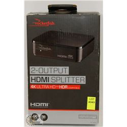 ROCKETFISH 2 OUTPUT HDMI SPLITTER 4K ULTRA