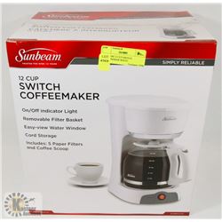 SUNBEAM 12 CUP SWITCH COFFEEMAKER-WHITE