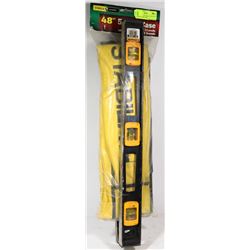 2 TWO FOOT LEVELS & A FOUR FOOT STABILA LEVEL CASE