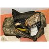 Image 1 : CAMO DUFFLE BAG WITH ASSORTED ITEMS INCL FISHING