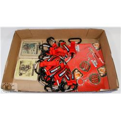 FLAT OF NEW NASCAR & HARLEY DAVIDSON KEYCHAINS &