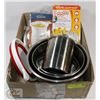 Image 1 : KITCHEN LOT: INCLUDES STAINLESS BOWLS & CANISTER