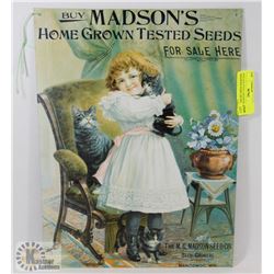 VINTAGE STYLE ADVERTISING SIGN "MADSONS HOME GROWN
