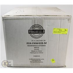 CASE OF 25 MICROPOROUS WHITE COVERALLS SIZE M