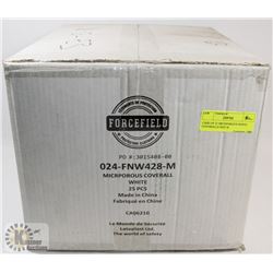 CASE OF 25 MICROPOROUS WHITE COVERALLS SIZE M