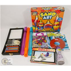 BOX OF KIDS TOYS AND CRAFTS