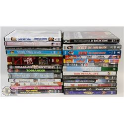 BOX OF ABOUT 40 DVDS INCLUDING DEXTER SEASON SETS