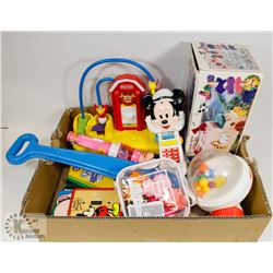 BOX OF KIDS TOYS INCLUDING DISNEY.