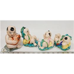 VINTAGE SET OF 4 PORCELAIN BUDDHA'S