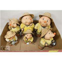 6 PCS HEDGEHOG GARDEN FIGURINE FAMILY
