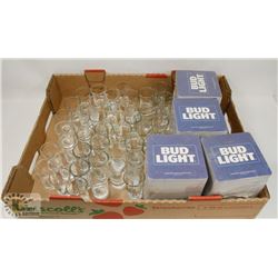 2 DZ SHOT GLASSES & 4LG PKGS OF BUD LIGHT