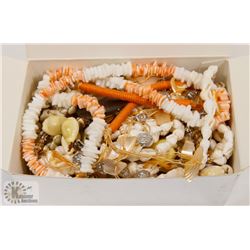 BOX FULL OF VINTAGE SHELL AND CORAL NECKLACES