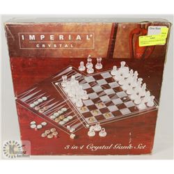 IMPERIAL CRYSTAL GAME BOARD, 3 GAMES IN 1.