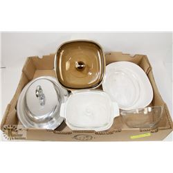 FLAT OF ASSTD CORNING WARE & VINTAGE PFATZGRAFF