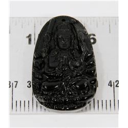 #94- NATURAL BLACK OBSIDIAN BUDDHA PENDENT