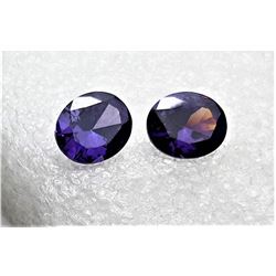 9)  LOT OF 2 OVAL AMETHYST CZ GEM
