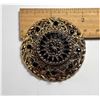 Image 1 : 15)  VINTAGE GOLD TONE & BLACK CRYSTAL