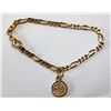 Image 1 : 6)  GOLD TONE 7"  FIGARO STYLE BRACELET
