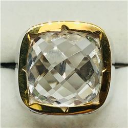 93) BRASS WHITE TOPAZ RING