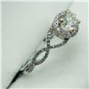 Image 3 : 34) 14K WHITE GOLD DIAMOND & SIDE DIAMOND RING