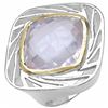 Image 2 : 103) RHODIUM PLATED ROSE QUARTZ RING