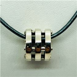 128) STERLING SILVER BEAD WITH CORD NECKLACE