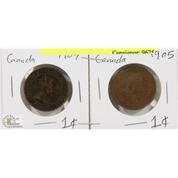 LOT OF 2 CANADA LARGE PENNIES