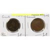 Image 1 : LOT OF 2 CANADA LARGE PENNIES