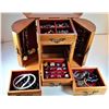 Image 1 : 11)  DELUXE JEWELRY BOX & CONTENTS