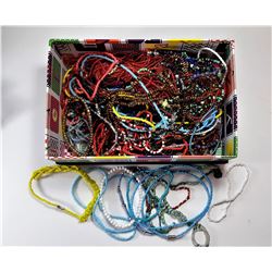 13)  BOX FILLED WITH 100+ BEADED BRACELETS