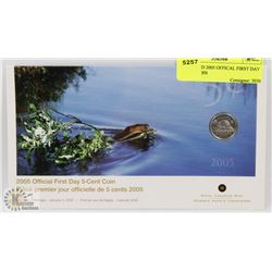 UNOPENED 2005 OFFICIAL FIRST DAY 5 CENT COIN