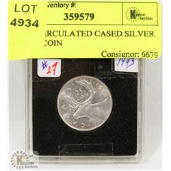 1943 UNCIRCULATED CASED SILVER 25 CENT COIN