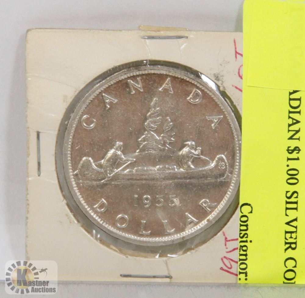 1955 CANADIAN 1.00 SILVER COIN. Kastner Auctions