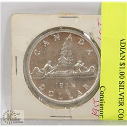 1955 CANADIAN $1.00 SILVER COIN.