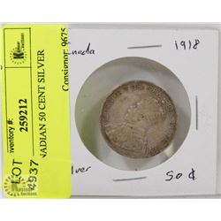 1918 CANADIAN 50 CENT SILVER COIN.