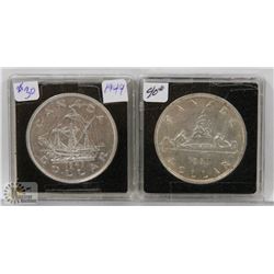 LOT OF 2 CANADA $1 COINS, 1949, 1936