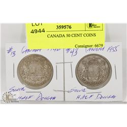 LOT OF 2 CANADA 50 CENT COINS 1946, 1955