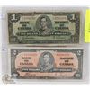 LOT OF 2 1937 BILLS, $1, $2