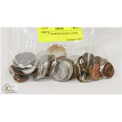 BAG OF ASSORTED WORLD COINS.