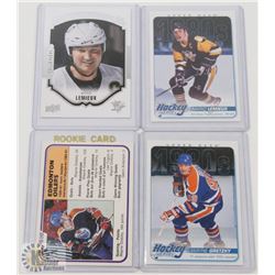 LOT OF 2 GRETZKY AND 2 LEMIEUX HOCKEY CARDS