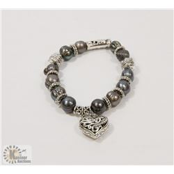 #80-FRESH WATER PEARL WITH HEART SHAPE BRACELET