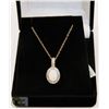 Image 1 : #120-WHITE  OPAL & CZ PENDANT &  NECKLACE