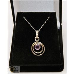 #52-NATURAL PURPLE AMETHYST PENDANT & NECKLACE
