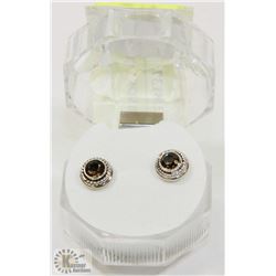 #91-NATURAL SMOKY QUARTZ STUD EARRINGS